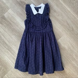 💢SOLD💢 Janie & Jack Navy Blue Eyelet Dress